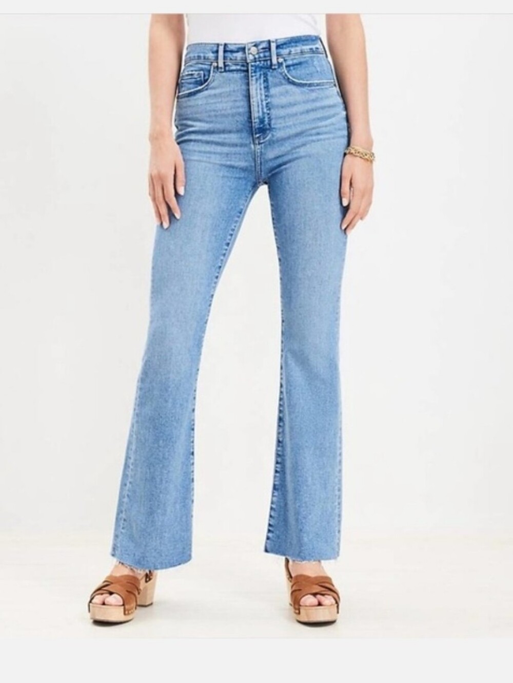 LOFT Women Light Blue High-Rise Slim Flare Jeans, Size 32/14